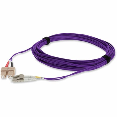 AddOn 5m SC to LC Purple OM4 Duplex OFNR (Riser-Rated) Fiber Patch Cable