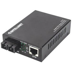 Gigabit PoE+ Media Converter, 1000Base-T RJ45 Port to 1000Base-LX (SC) Single-Mode, 20 km (12.4 mi.), PoE+ Injector