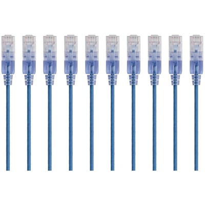 SLIM CAT6A CABLE - 10PK 1FT BLUE