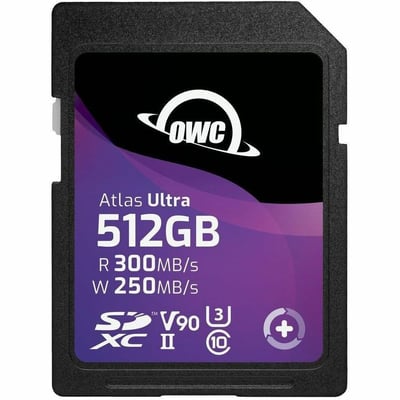 OWC ATLAS ULTRA 512GB SDXC UHS-II V90 MEMORY CARD - 300MB/S READ - 250MB/S WRITE