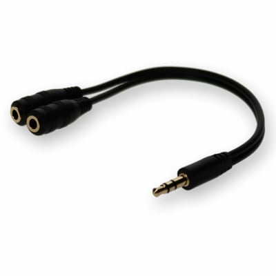 5PK 3.5mm Audio Input Male to 2x3.5mm Audio Output Female Black Adapters