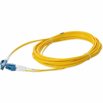 AddOn 2.5m LC to LC Yellow OS2 Duplex OFNR (Riser-Rated) SMF Fiber Patch Cable with Serialized Labeled Ends