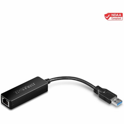TRENDnet USB 3.0 To Gigabit Ethernet Adapter, Full Duplex 2Gbps Ethernet Speeds, Up To 1Gbps, USB-A, Windows & Mac Compatibility, USB Powered, Simple Setup, Black, TU3-ETG