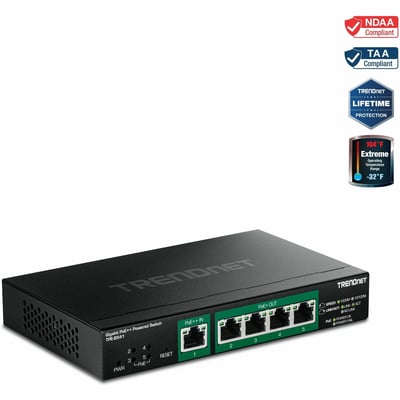5-PORT GIGABIT POE POWERED MANAGED SWITCH WITH POE PASSTHROUGH
