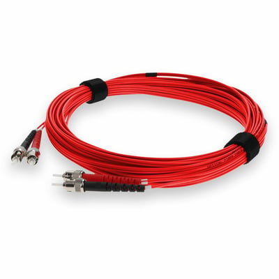 AddOn 2m ST to ST Red OM4 Duplex OFNR (Riser-Rated) Fiber Patch Cable