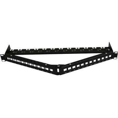 AddOn 19-inch Cat6A 24-Port Angled 1U Patch Panel with Removable tool-less Keystone Sections