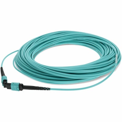 AddOn 11m MPO/UPC to MPO/UPC Aqua OM4 OFNR (Riser-Rated) 12-Strand Fiber Patch Cable