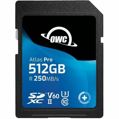 OWC ATLAS PRO 512GB SDXC UHS-II V60 MEMORY CARD - 250 MB/S READ - 130 MB/S WRITE