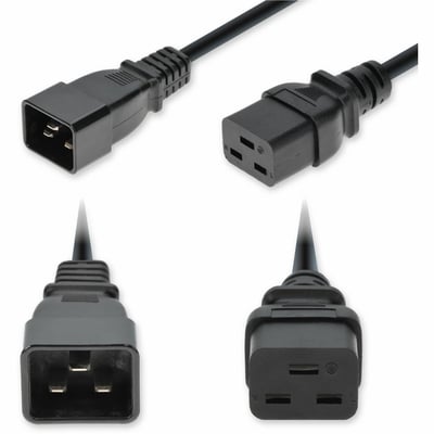 AddOn 3ft C20 Male to C19 Female Industrial Grade 14 AWG 250V at 15A PVC SJT (Service Junior Thermoplastic) Black Power Cable