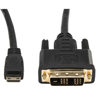 Rocstor Premium 6ft Mini HDMI to DVI-D Cable - M/M - DVI/HDMI for Audio/Video Device, Projector, Notebook, Tablet PC, Camera - 6ft - 1 Pack - 1 x HDMI (Mini Type C) Male Digital Audio/Video - 1 x DVI-D Male Digital Video - Gold Pl