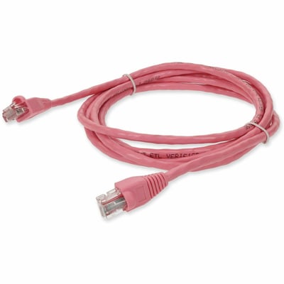 AddOn 7ft Pink CAT 5E PVC Ethernet Cable Snagless Bubble Boot RJ-45 M/M
