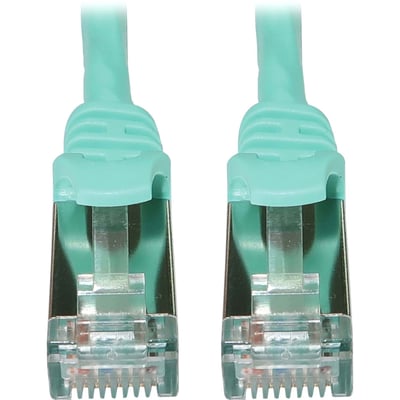 Eaton Tripp Lite Series Cat6a 10G Snagless Shielded Slim STP Ethernet Cable (RJ45 M/M), PoE, Aqua, 10 ft. (3.1 m)