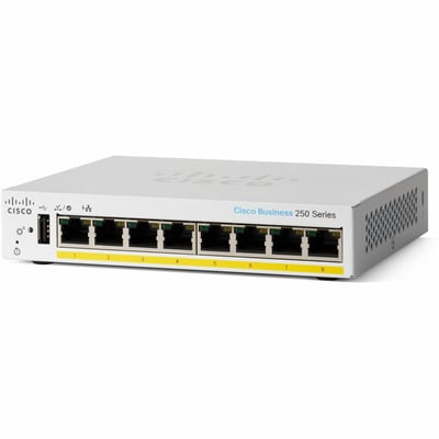 CBS250SMART8-PORTGE,PARTIALPOE,DESKTOP,EXTPSU REMANUFACTURED