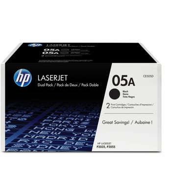 HP 05A (CE505D) Original Laser Toner Cartridge - Dual Pack - Black - 2 / Carton