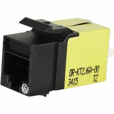 Ortronics Category 6a Keystone Jack, Lacing Cap Termination, Black