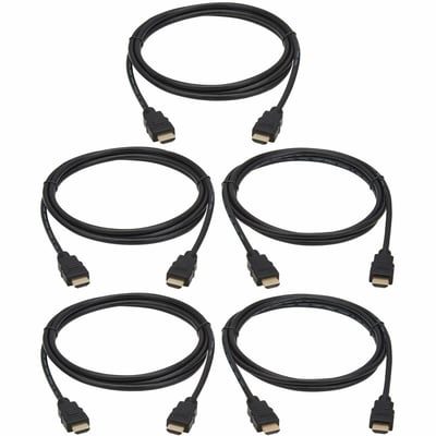 HIGH-SPEED 4K HDMI CABLES (M/M) 4:4:4 6FT. (1.8 M) BLACK 5 PACK