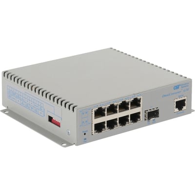 Omnitron Systems OmniConverter Managed Gigabit PoE+, SFP, RJ-45, Ethernet Fiber Switch