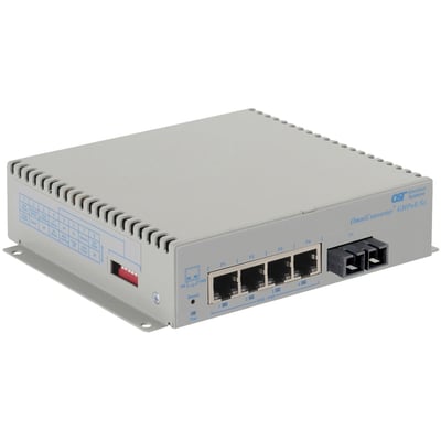 Omnitron Systems OmniConverter Unmanaged Industrial Gigabit High Power 60W PoE, SM SC, RJ-45, Ethernet Fiber Switch
