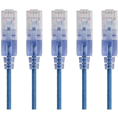 SLIM CAT6A PATCH CABLE,5-PACK_ 1FT BLUE
