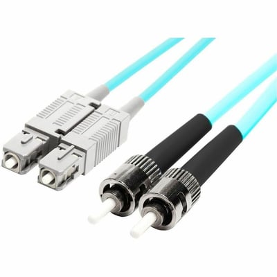 Monoprice Multi-Mode OM4 Fiber Optic Cable - SC-ST UL 3mm 50/125 OFNR Duplex Aqua 1m