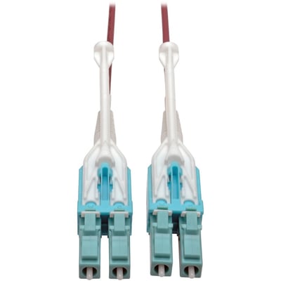 Eaton Tripp Lite Series 10G Duplex Multimode 50/125 OM4 LSZH Fiber Optic Cable (LC/LC), Push/Pull Tabs, Magenta, 1 m