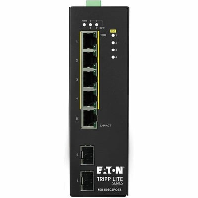 Tripp Lite by Eaton 5-Port Lite Managed Industrial Gigabit Ethernet Switch - 10/100/1000 Mbps, PoE+ 30W, 2 GbE SFP Slots, -10 to 60C, DIN Mount - TAA Compliant