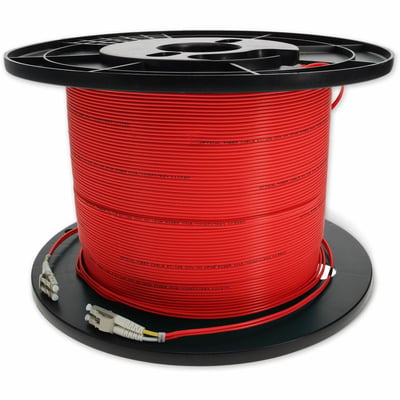 AddOn 60m LC to LC Red OM4 Duplex OFNR (Riser-Rated) Fiber Patch Cable