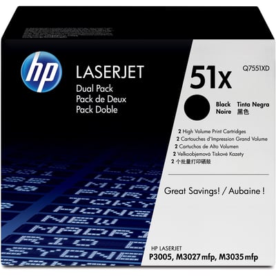 HP 51X (Q7551XD) Original Toner Cartridge - Dual Pack