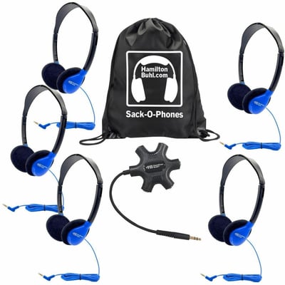 HAMILTON BUHL CASE PACK 5 BLUE WIRED HEADPHONE JACKBOX CARRY BAG