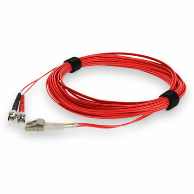 AddOn 1m LC to ST Red OM4 Duplex OFNR (Riser-Rated) Fiber Patch Cable