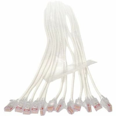 Ortronics EZ Patch Flat Pack Reduced Diameter CAT6A 7ft, 24 Pack, White