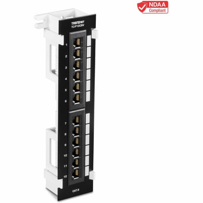 TRENDnet 12-Port Cat6 Unshielded Patch Panel, TC-P12C6V, Wall Mount, Included 89D Bracket, Vertical or Horizontal Installation, Compatible w/ Cat5e & Cat6 RJ45 Cabling, 110 IDC Type Terminal Blocks