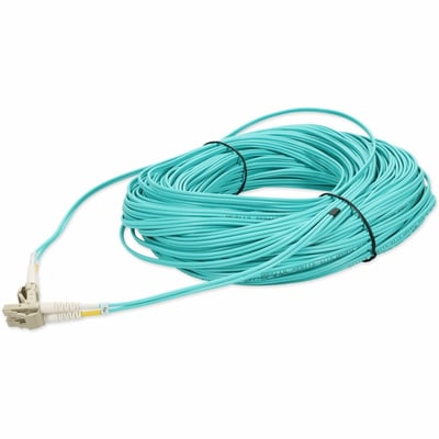 AddOn 140m LC to LC Aqua OM4 Duplex OFNP (Plenum-Rated) Fiber Patch Cable
