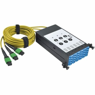 Tripp Lite by Eaton 40/100Gb Fiber Breakout Cassette with Built-In MTP Cables 40Gb to 4 x 10Gb 100Gb to 4 x 25Gb (x3) 8-Fiber Singlemode MTP/MPO to (x12) LC Duplex 9/125