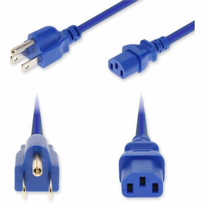AddOn 6ft NEMA 5-15P Male to C13 Female Standard Commercial 18 AWG 125V at 10A PVC SJT (Service Junior Thermoplastic) Blue Power Cable