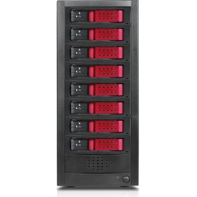 RAIDage JAGE9BT8HDRD-DE Drive Enclosure 12Gb/s SAS, SATA/600 - Mini-SAS HD Host Interface Tower - Black, Red