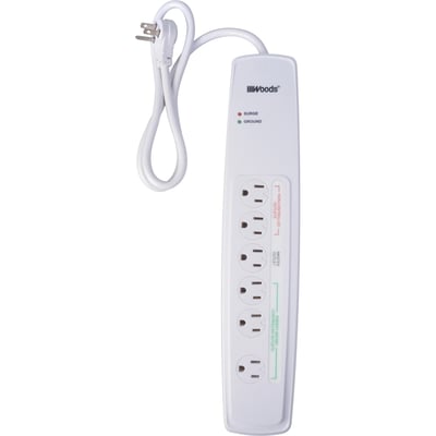 Woods 6-Outlet Surge Strip With 3' Cord, 1780 Joules