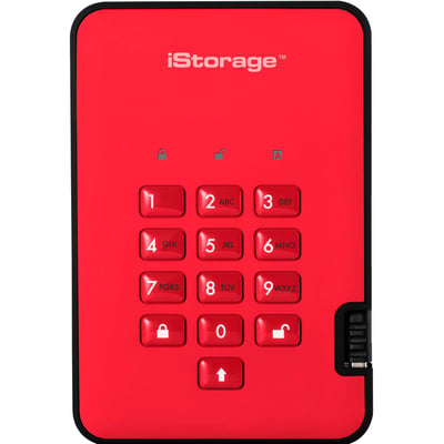 iStorage diskAshur2 SSD 128GB Secure Portable Solid State Drive | Red | Incorporated Common Criteria EAL 5+ | PIN protected | AES-XTS 256-bit Full Disk Hardware Encryption | Dust/Water Resistant | TAA Compliant