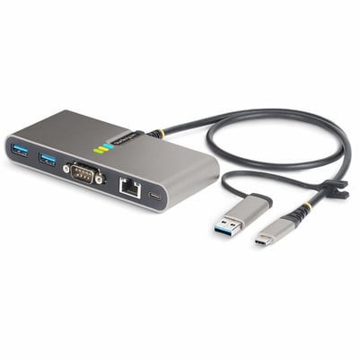 USB-C TO 2-PORT USB 5GBPS TYPE A HUB GB ETHERNET RS232 SERIAL