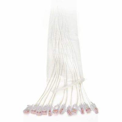 Ortronics EZ Patch Flat Pack Reduced Diameter CAT6 9ft, 12 Pack, White