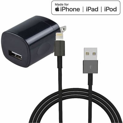 4XEM 3FT iPhone Compatible Charger Combo (Black) - MFi Certified