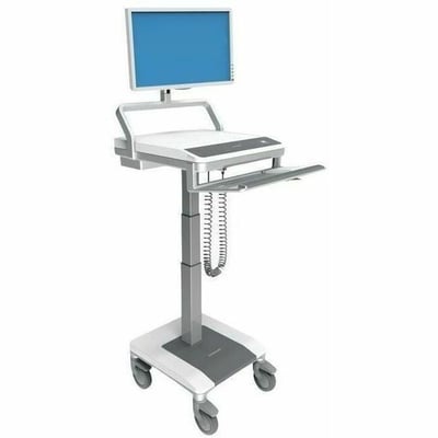 Capsa Healthcare - T7 Non-Powered Cart (T75-N-2P00020) - Non-Powered Mobile Computing Cart - No Power System - Manual Lift - No Battery
