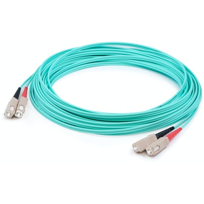 AddOn 72m SC to SC Aqua OM4 Duplex OFNP (Plenum-Rated) Fiber Patch Cable