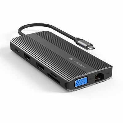 12-IN-1 MALE USB-C TO HDMI DP VGA RJ45 X2 USB-C X2 USB-A
