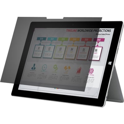 Rocstor PrivacyView™ Premium Privacy Filter for Microsoft® Surface® Pro 3/4 12.3 Tablet - For Surface® Pro 3 & 4 Landscape Tablet - 1, 3:2 Aspect Ratio - Glossy / Matte - Unframed - TAA Compliant - Black - For 11.3" LCD - For 11.3"LCD,