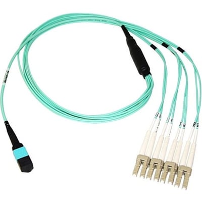 Axiom MPO Female to 4 LC Multimode OM4 50/125 Fiber Optic Breakout Cable - 4m