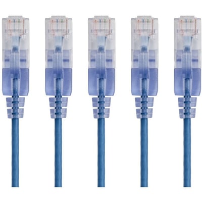 SLIM CAT6A CABLE - 5-PACK - 3FT BLUE