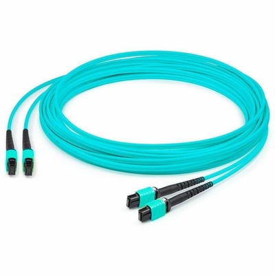 AddOn 8m 2xMPO/UPC to 2xMPO/UPC Aqua OM4 OFNR (Riser-Rated) 24-Strand Fiber Trunk Cable