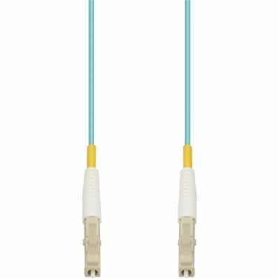 AddOn 100m LC to LC Aqua OM4 Simplex OFNR (Riser-Rated) Fiber Patch Cable