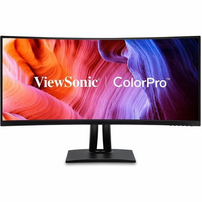 ViewSonic ColorPro VP3456a - 34" 21:9 Curved UWQHD Monitor with 75Hz, FreeSync, 100W USB C, RJ45, sRGB - 400 cd/m